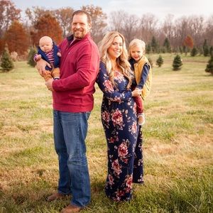 Navy floral maxi dress with pockets